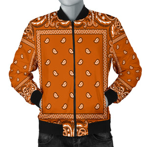 Burnt Orange Bandana Style Men's Bomber Jacket