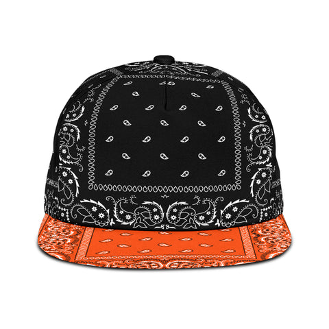 Image of Black & Orange Bandana Style Snap Back Cap