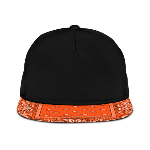 Image of Oranage Bandana Style Bill With Solid Black Cap Snapback Hat