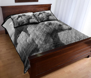Bear And Cub Black And White Quilt Bed Set - All Sizes