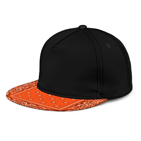 Image of Oranage Bandana Style Bill With Solid Black Cap Snapback Hat