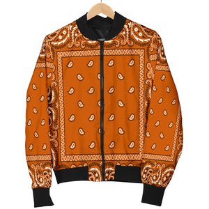 Burnt Orange Bandana Style Men's Bomber Jacket