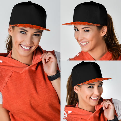 Image of Oranage Bandana Style Bill With Solid Black Cap Snapback Hat