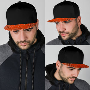 Oranage Bandana Style Bill With Solid Black Cap Snapback Hat