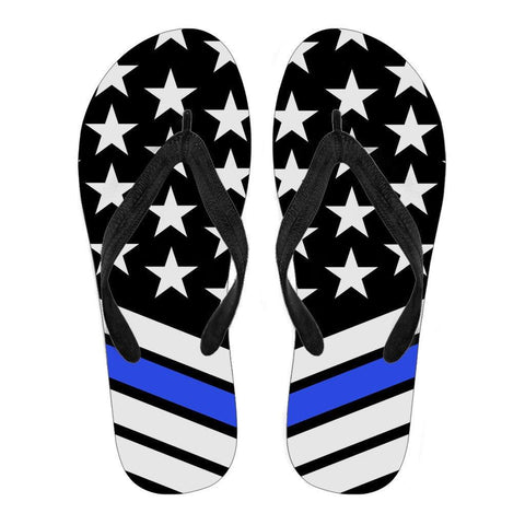 Image of Thin Blue Line Flip Flops - Spicy Prints