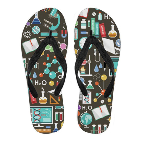 Image of Science Pattern Ladies Flip Flops - Spicy Prints