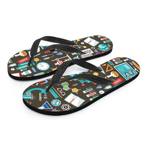 Image of Science Pattern Ladies Flip Flops - Spicy Prints