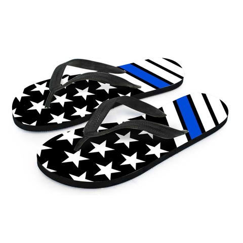 Image of Thin Blue Line Flip Flops - Spicy Prints