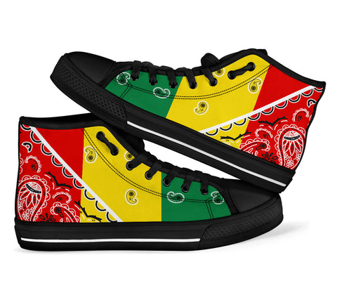 Image of No Box Ladies Rasta Bandana High Top Sneakers