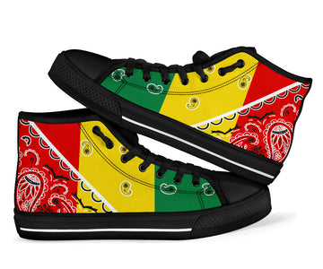 No Box Ladies Rasta Bandana High Top Sneakers