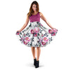 Floral Grey Roses & Peonies 2Tone - Women's Midi Dress