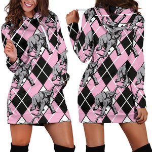 Elephant Argyle Hoodie Dress