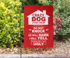 Crazy Dog Lives Here Yard Flag Male Dog - Red