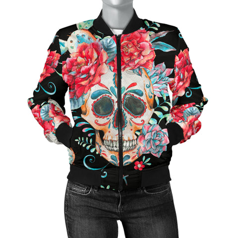 Image of Flower Skull Women's Bomber Jacket