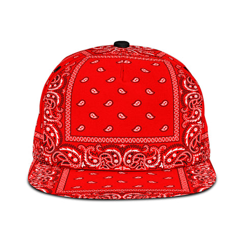 Image of Red Bandana Style Snap Back Cap, Red Bandana Style Snapback Cap, Universal Fit, Bloods Red