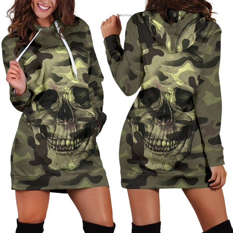 Image of Camo Skull Hoodie Dress Camouflage with Skulls