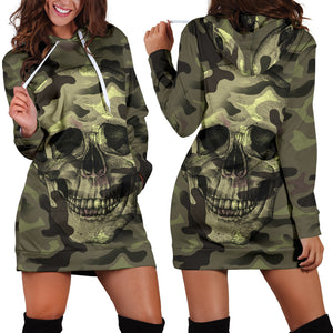 Camo Skull Hoodie Dress Camouflage with Skulls