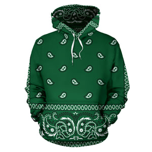 Hunter Green Bandana Style Hoodie - All Over Print New