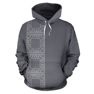 Gray Bandana Line Up Pullover Hoodie