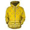 Cyber Yellow Bandana Style Zip Up Hoodie