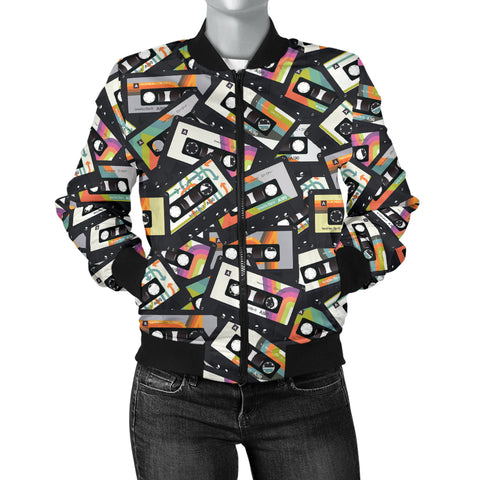 Image of Retro Vintage Cassette Tape - Women's Bomber Jacket