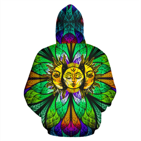 Image of HandCrafted Colorful Sun Moon Hoodie