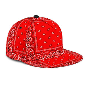 Red Bandana Style Snap Back Cap, Red Bandana Style Snapback Cap, Universal Fit, Bloods Red