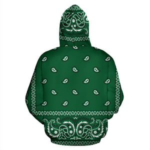 Hunter Green Bandana Style Hoodie - All Over Print New