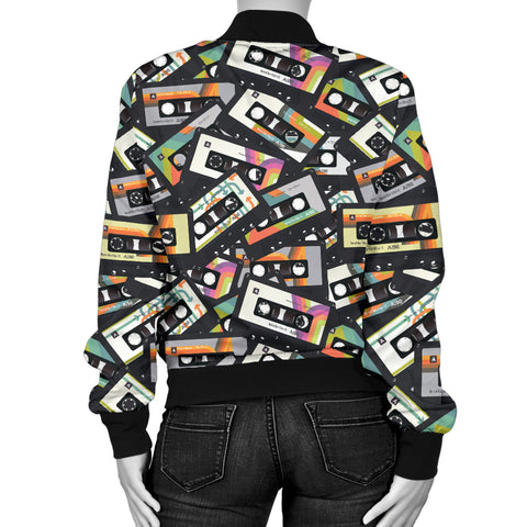 Image of Retro Vintage Cassette Tape - Women's Bomber Jacket