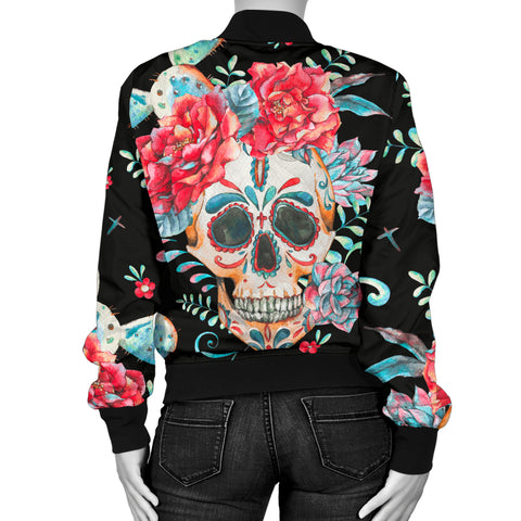 Image of Flower Skull Women's Bomber Jacket