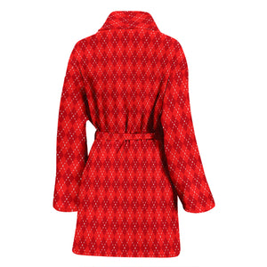 Red Argyle Womens Bathrobe