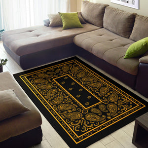 Black Gold Bandana Area Rugs - Fitted