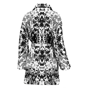 Digital Camouflage Black & White Womens Bath Robe