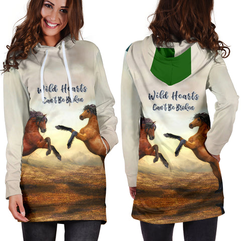 Image of Wild Hearts Can't Be Broken Hoodie Dress for Horse Lovers