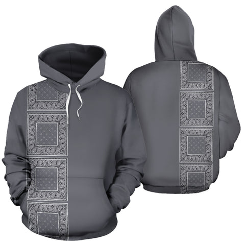 Image of Gray Bandana Line Up Pullover Hoodie