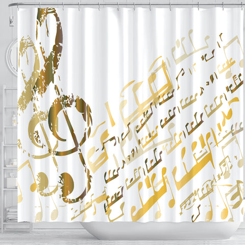 Image of Golden Music Notes Shower Curtain