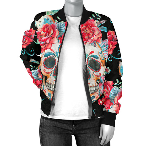 Image of Flower Skull Women's Bomber Jacket