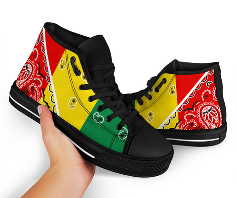 Image of No Box Ladies Rasta Bandana High Top Sneakers