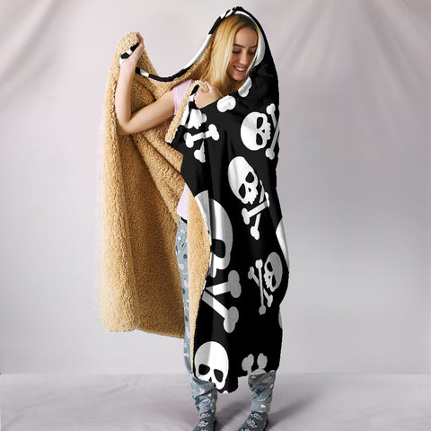 Image of Skull Crossbones Hooded Blanket