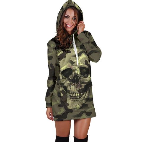 Image of Camo Skull Hoodie Dress Camouflage with Skulls