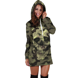 Camo Skull Hoodie Dress Camouflage with Skulls