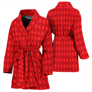 Red Argyle Womens Bathrobe