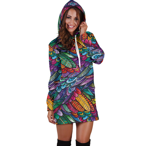 Image of Boho Feather 3 Hoodie Dress