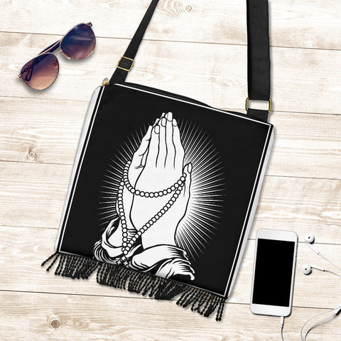 Image of Jesus Prays For Us Crossbody Boho Handbag