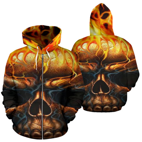 Image of Skull Flames Zip Hoodie