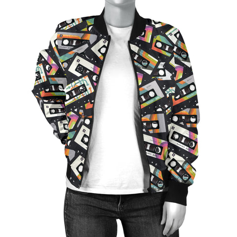 Image of Retro Vintage Cassette Tape - Women's Bomber Jacket