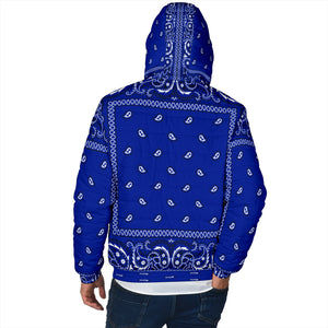 Men's Crip Blue Bandana Style Padded Hooded Jacket