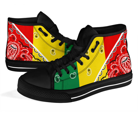 Image of No Box Ladies Rasta Bandana High Top Sneakers