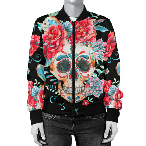 Image of Flower Skull Women's Bomber Jacket