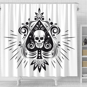 Skull Tattoo Design White Shower Curtain